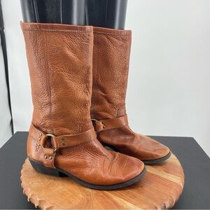 Frye Phillip Harness Tall boot w/ back zip Sz 3.5M brown leather